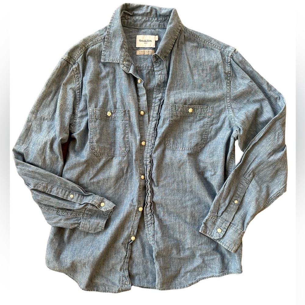 Goodfellow & co denim button down men’s casual shirt standard fit large